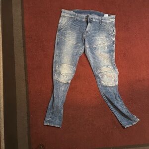 Blue Skinny Distressed Denim Jeans